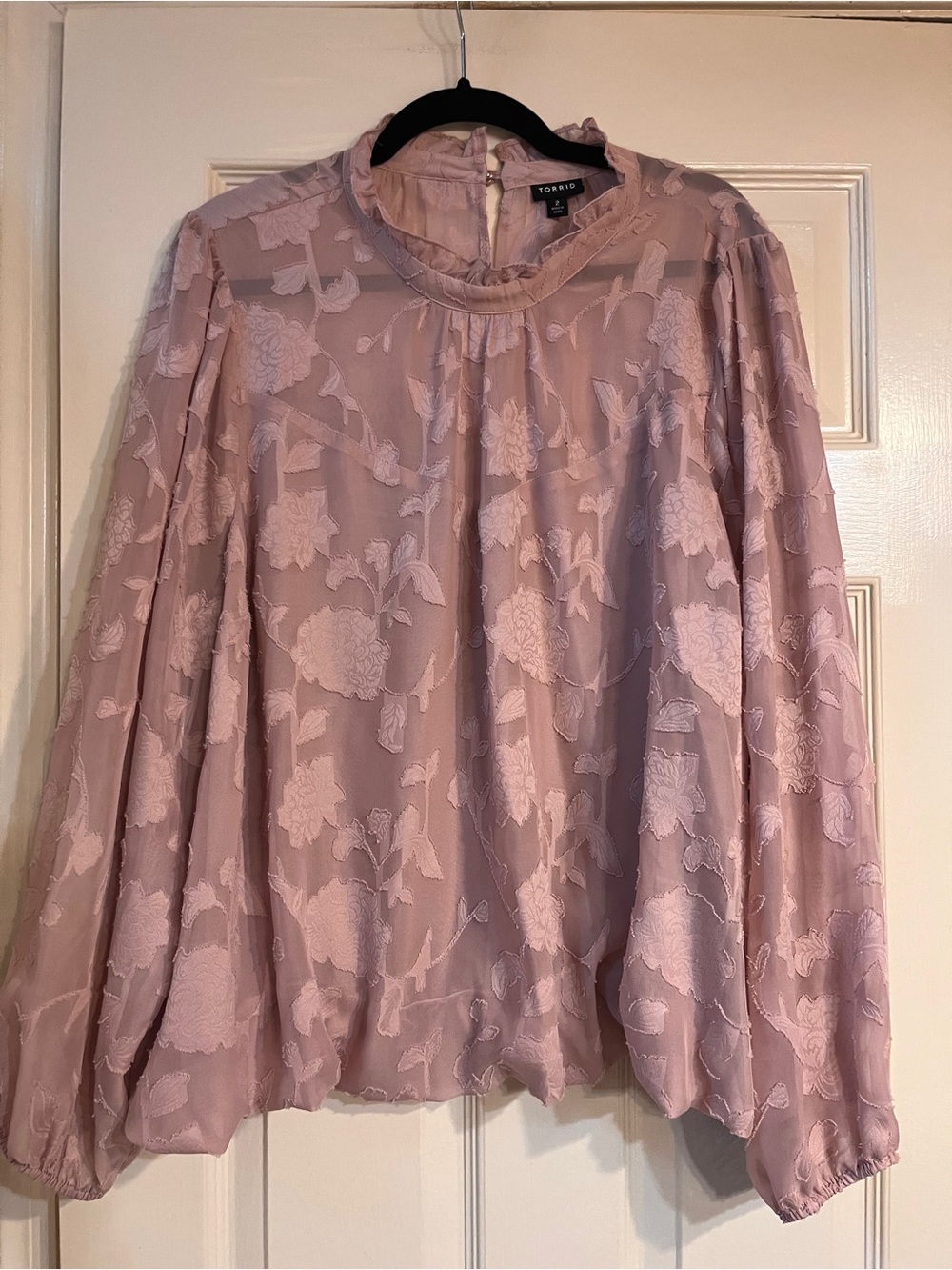 Torrid Blush Pink Floral Jacquard Long-Sleeve Top